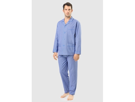 Pijama masculino de popeline de algodão com lapela longa e estampa de coruja
