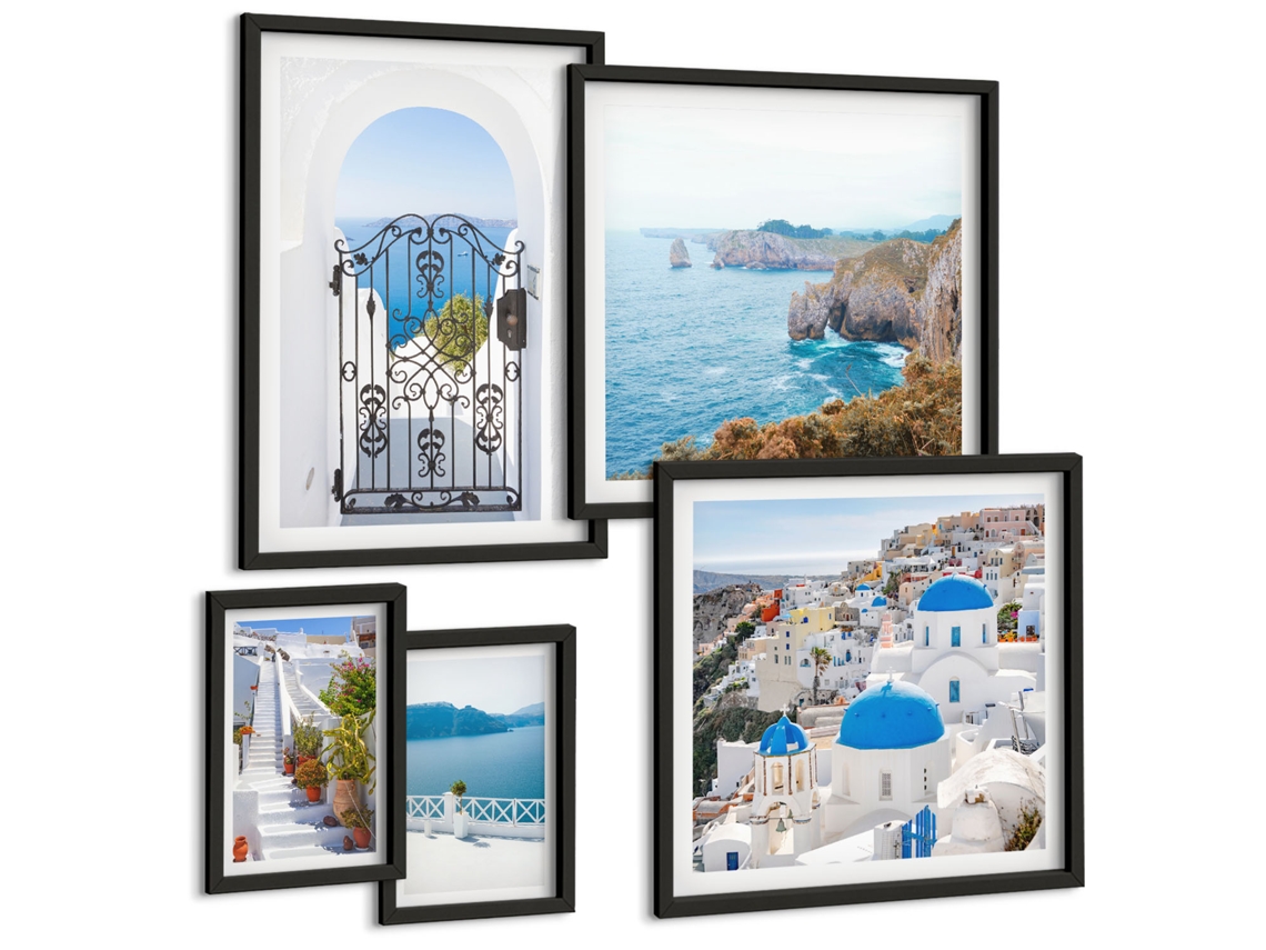 Quadros Decorativos Para Parede Monumentos Europeus Moldura Preta Quadros Para O Escritório Espelharte (conjunto De 5 Imagens)