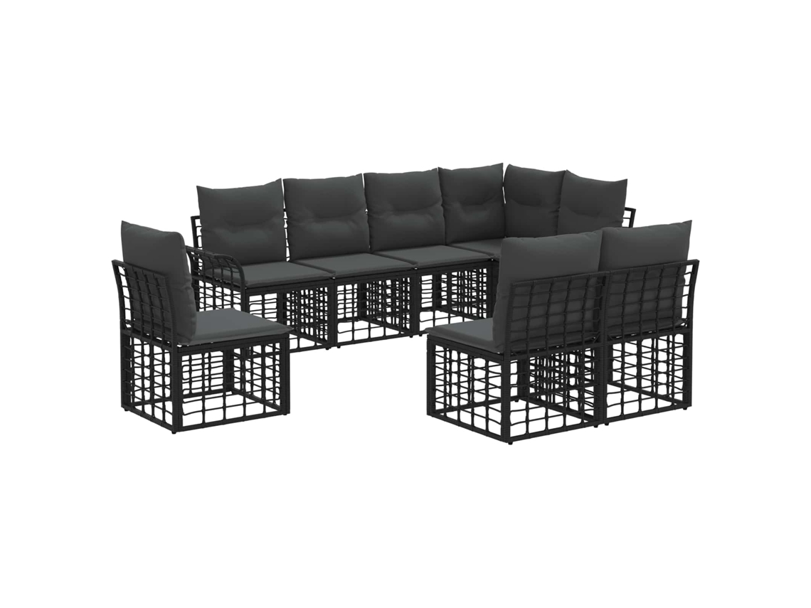 Maison Exclusive - Conjunto De Sofás Para Exterior 8 Unid. Preto E Cinza Escuro