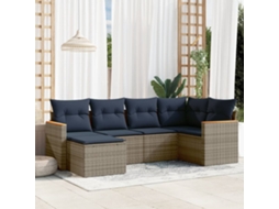 Vidaxl Conjunto De Sofá De Jardim Com 6 Peças E Almofadas Em Rattan Sintético Cinza