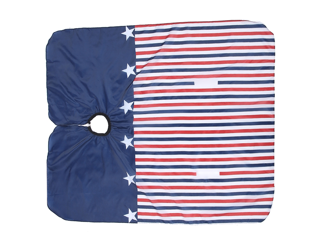 Manto De Cabeleireiro 140x130cm Listras Vermelho Branco Azul Para Salão De Beleza E Barbeiro