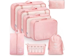 Organizador de bagagem AQUAFORGE, 8 peças, sacos de armazenamento, bolsas, rosa