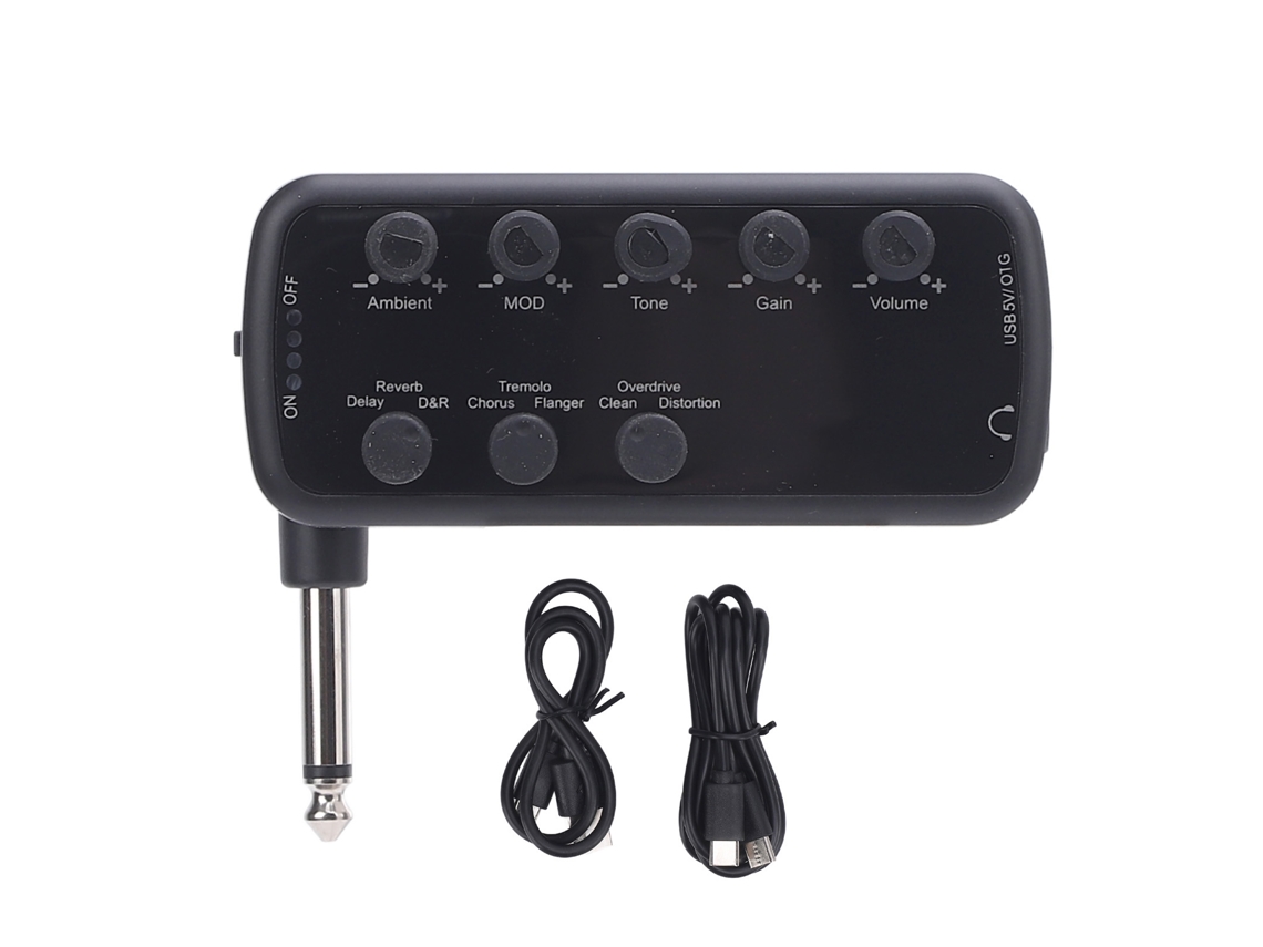 Amplificador de Fones de Guitarra S/MARCA, com Efeitos, Distorção, Reverb, Delay, USB