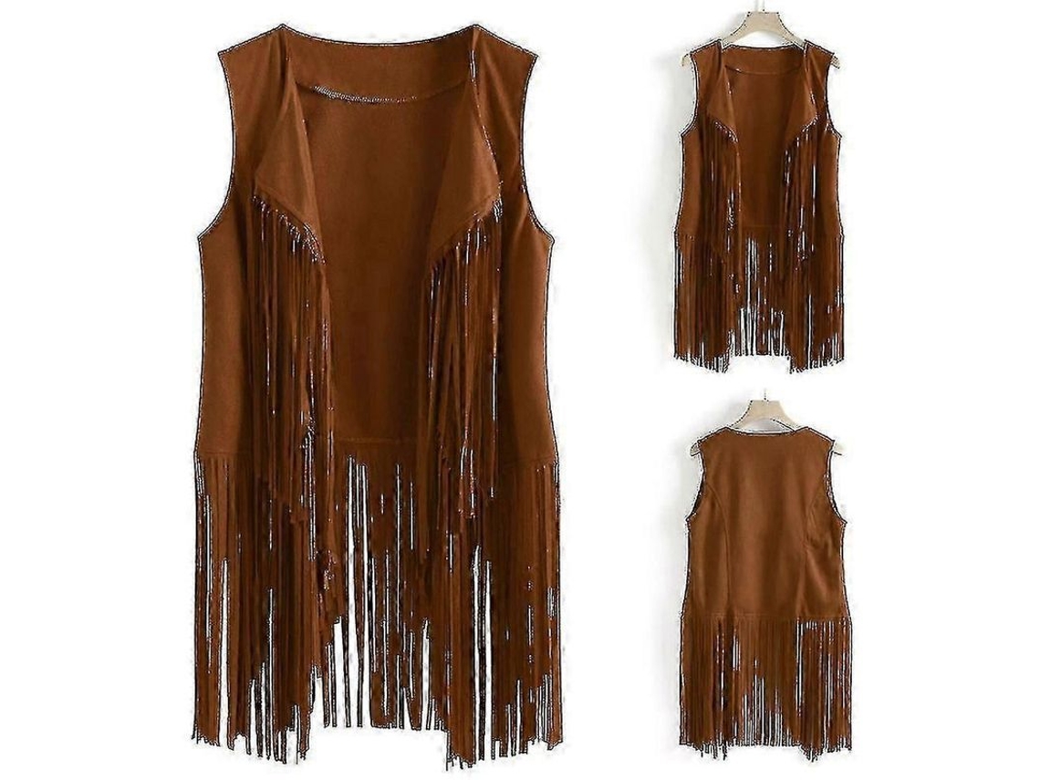 Coleteira Cowgirl Com Franja Longa Para Trajes De Rodeio, Halloween E Festivais - Poliéster Khaki