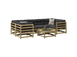 Vidaxl 7 Pcs Conjunto Sofás Jardim Madeira De Pinho Impregnada