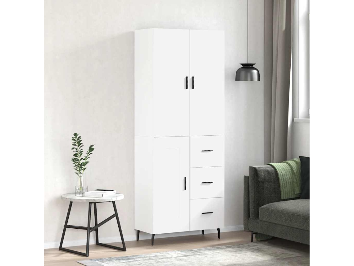Vidaxl Armário Alto 69,5x34x180 Cm Derivados De Madeira Branco