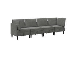 Conjunto 4 Conjunto De Sala De Estar Vidaxl Cinzento Escuro Veludo (280 X 70 X 82 Cm)