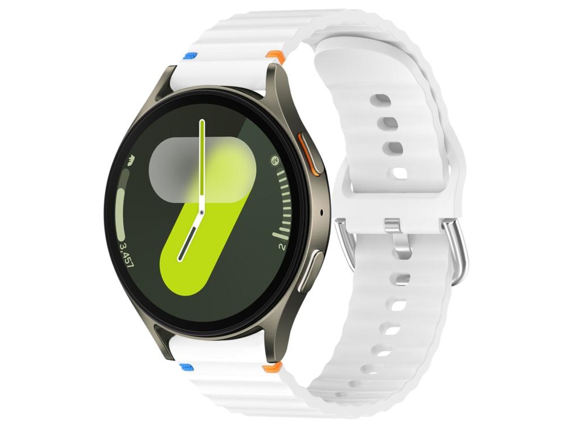 Bracelete para Samsung Galaxy Watch 7 Silicone com Grãos Ondeado Costurado (20mm) Branco XIAOMOYU (40/44mm)