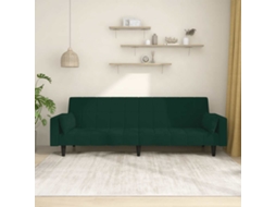 Vidaxl Sofá-cama 2 Lugares Com Duas Almofadas Veludo Verde-escuro