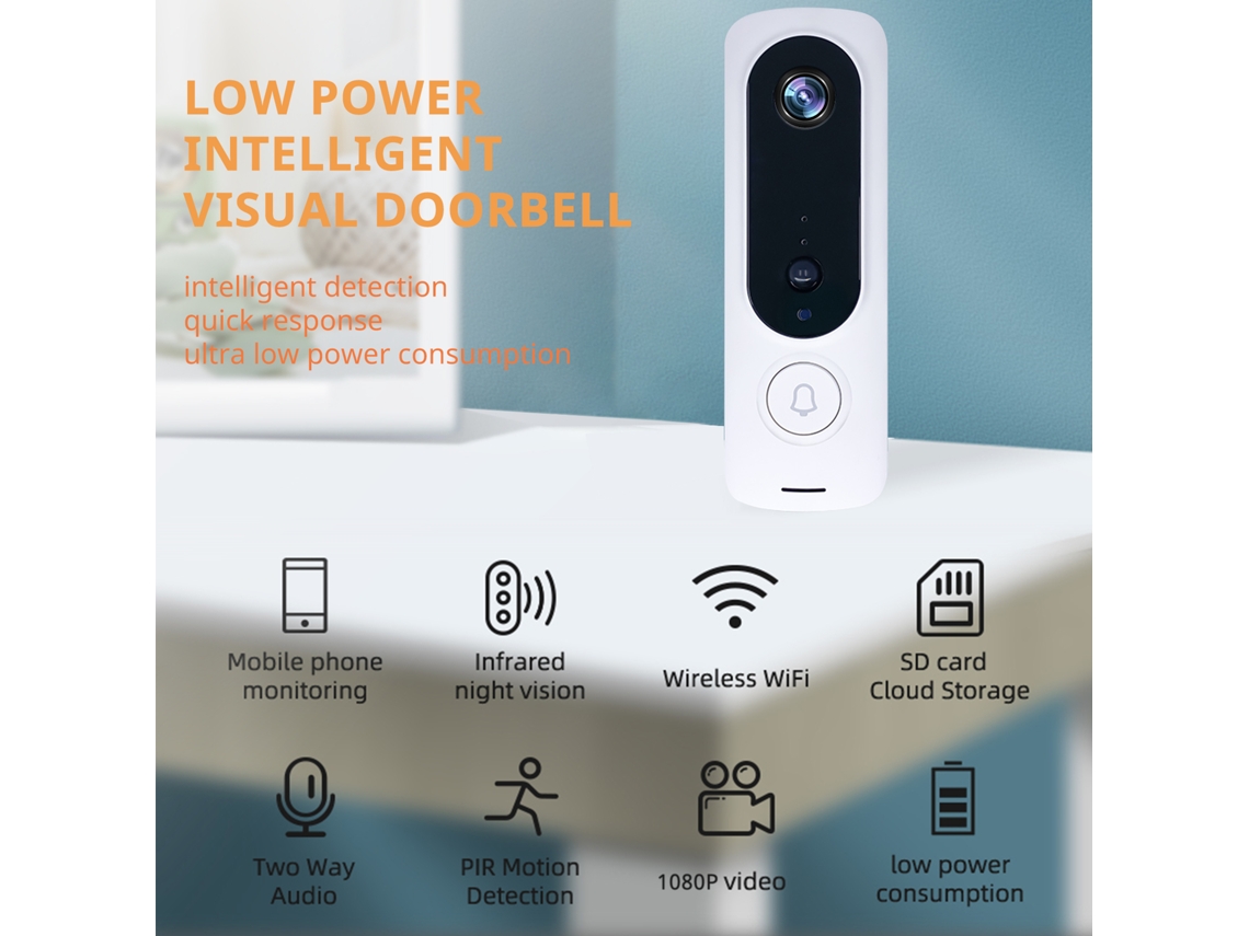 2026 cámara de Timbre 1080p Wifi de Bajo Consumo de Energía 2mp para Seguridad Familiar Exterior e Interior
