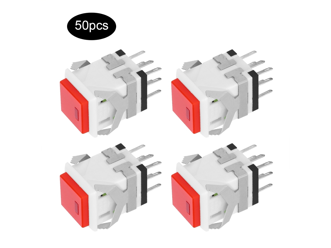 Interruptor Botão Automático Reset Instantâneo Vermelho Plástico