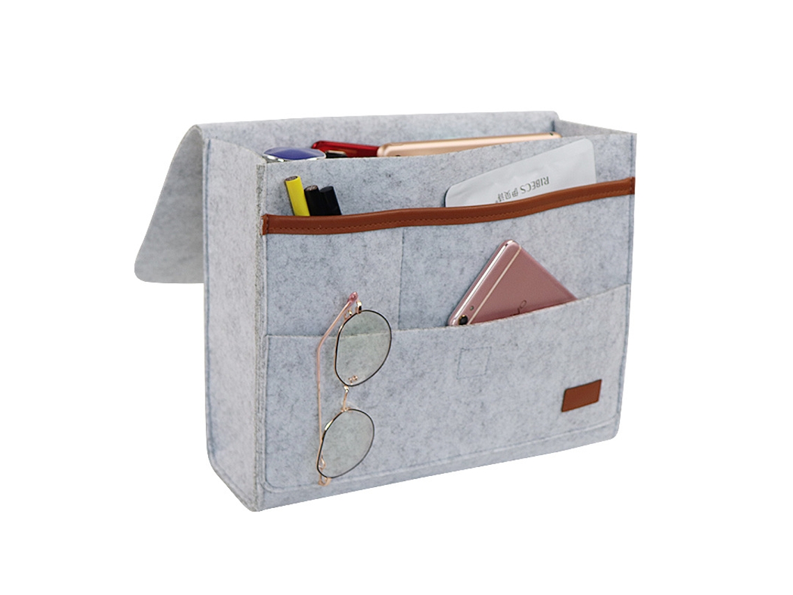 Lurelia Bolsa De Cabeceira, Em Feltro, Com Bolsos, Para Sofá, 31 X 11 X 25 Cm, Cinza, Telemóvel Acessível