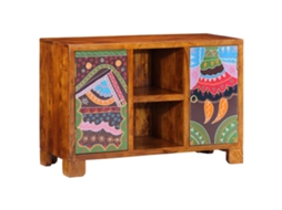 Vidaxl Aparador Multicor 90x35x60 Cm Madeira De Acácia Maciça