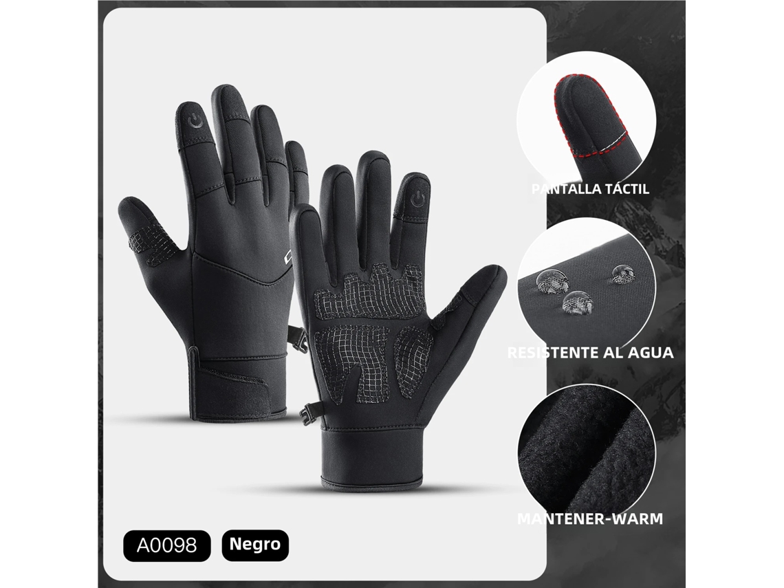 Luvas de Ciclismo de Inverno Unissex, Impermeáveis e com Tela Sensível Ao Toque, Pretas, Antiderrapantes e Quentes. MDUG (preto Xl)