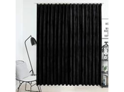 Vidaxl Cortina Blackout Com Ganchos 290x245 Cm Veludo Preto
