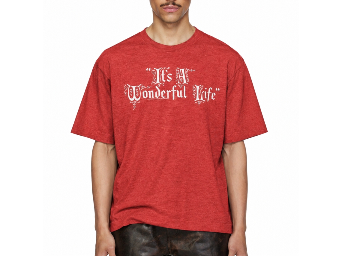 Rockinstone Its A Wonderful Life Movie Title Treatment Heather Red Adult T-shirt Size:l