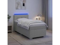 Vidaxl Cama Box Spring Com Colchão E Led Cinzento-claro 80 X 200 Cm