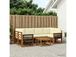 Vidaxl Conjunto De Sofás Para Exterior 5 Pcs Natural E Creme