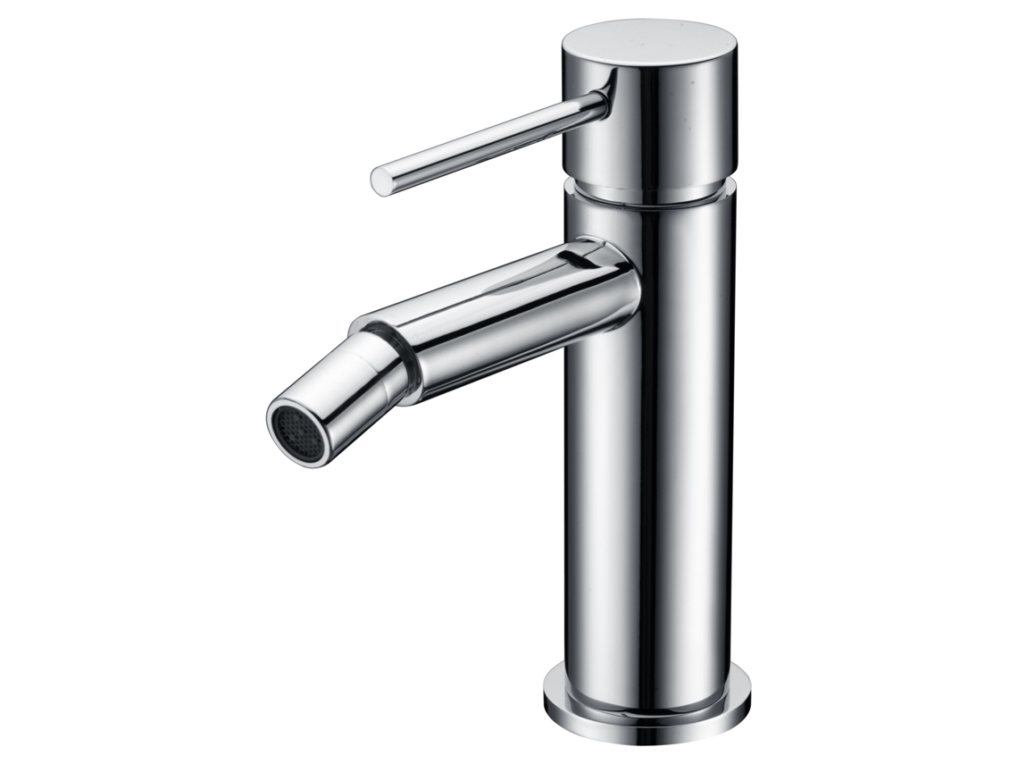 Misturador Monocomando Para Bidê Cromado Em Latão E Zama Com Cartucho Cerâmico à25mm E Tubos Flexíveis Imex Milos Stick
