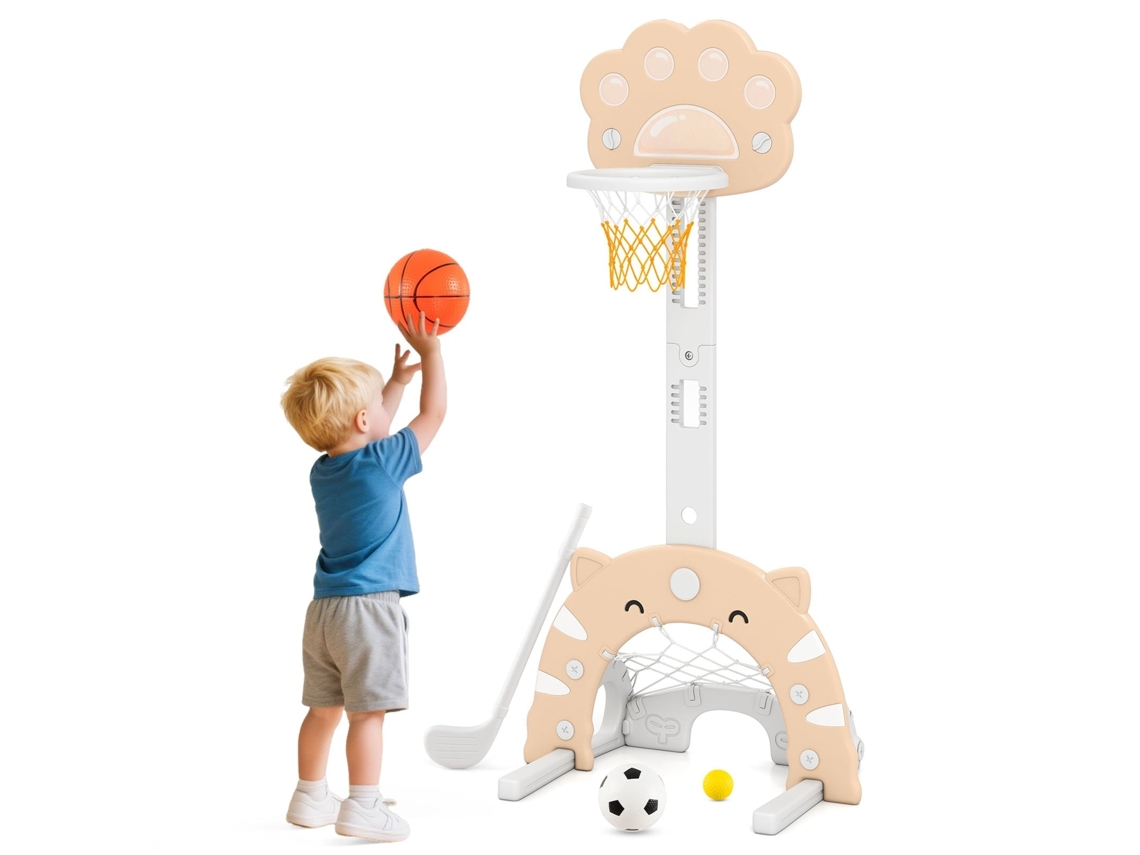 Conjunto Esportivo Infantil 3 Em 1 Com Basquete, Futebol E Golfe, Altura Ajustável