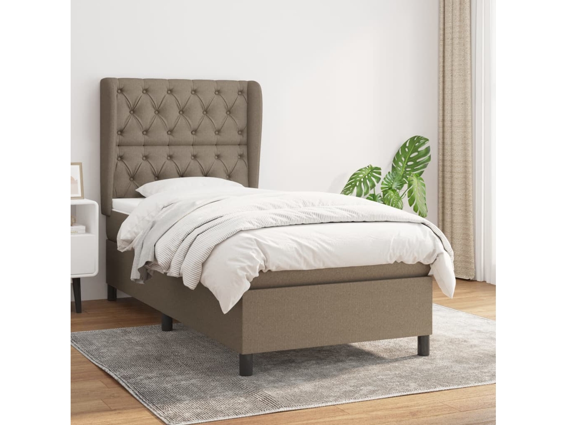 Vidaxl Cama com Molas/colchão 80x200 Cm Tecido Castanho acinzentado