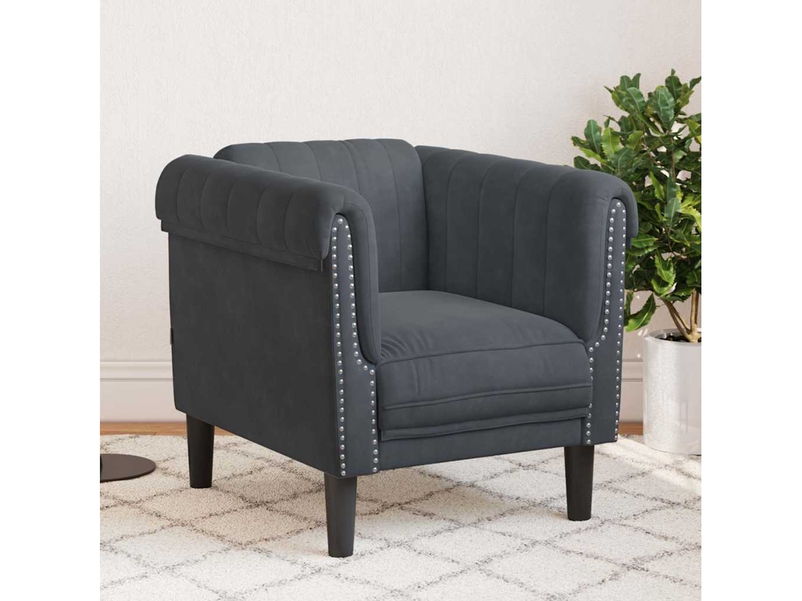 Vidaxl Poltrona Veludo Cinzento-escuro