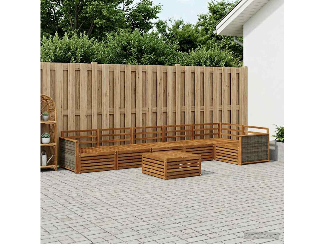 Vidaxl Conjunto De Sofás Para Exterior 7 Unid. Natural