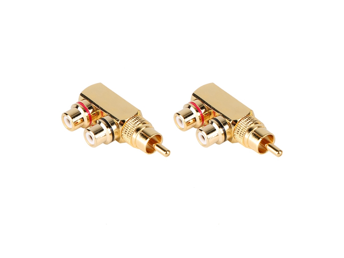 2 Peças Conector Rca Macho Para Fêmea Adaptador De Áudio E Vídeo Splitter De Três Vias Ângulo Retto