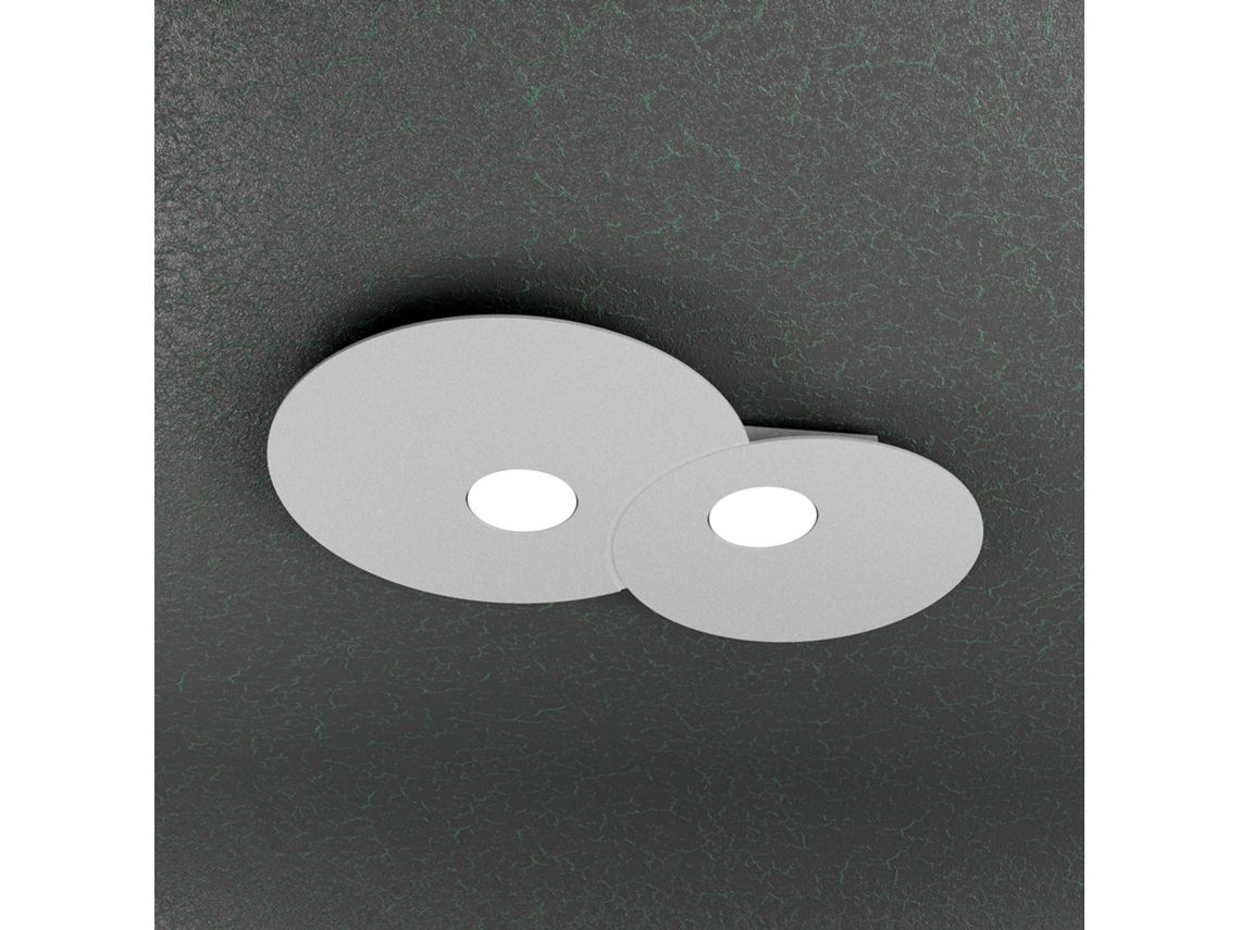 Luminária De Teto Redonda Toplight De 2 Luzes Cloud Com Soquete Gx53, Estrutura Cinza, Design Moderno 50x35x3cm Top Light