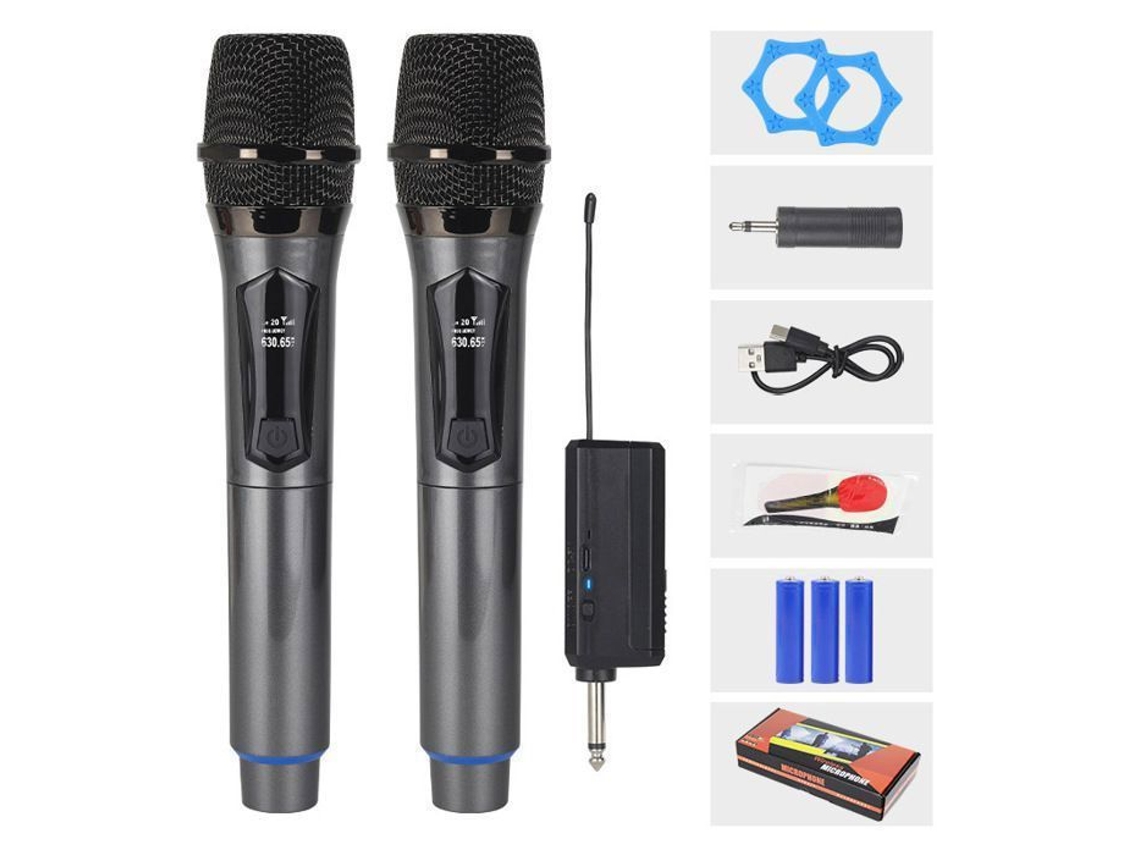 Kit De Microfone Sem Fio Recarregável Duplo