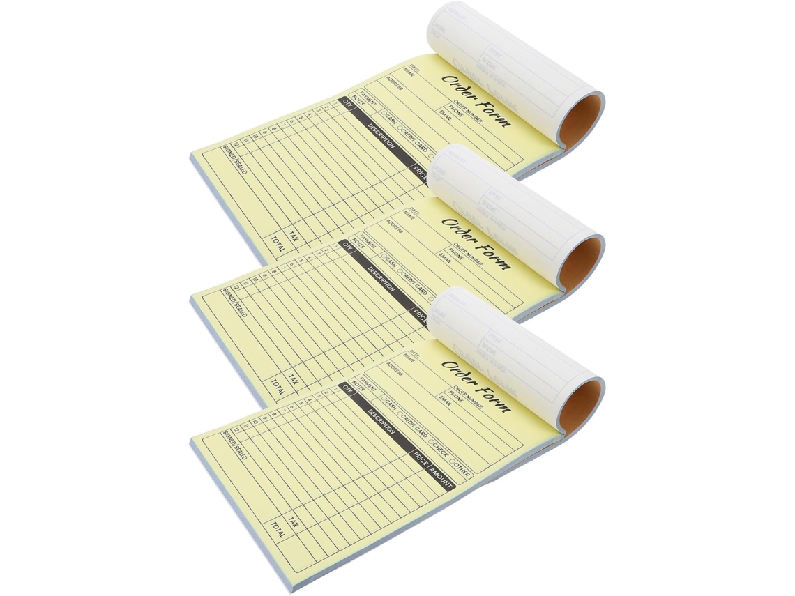 3 Peças Livres De Bons De Commande À Double Feuillet