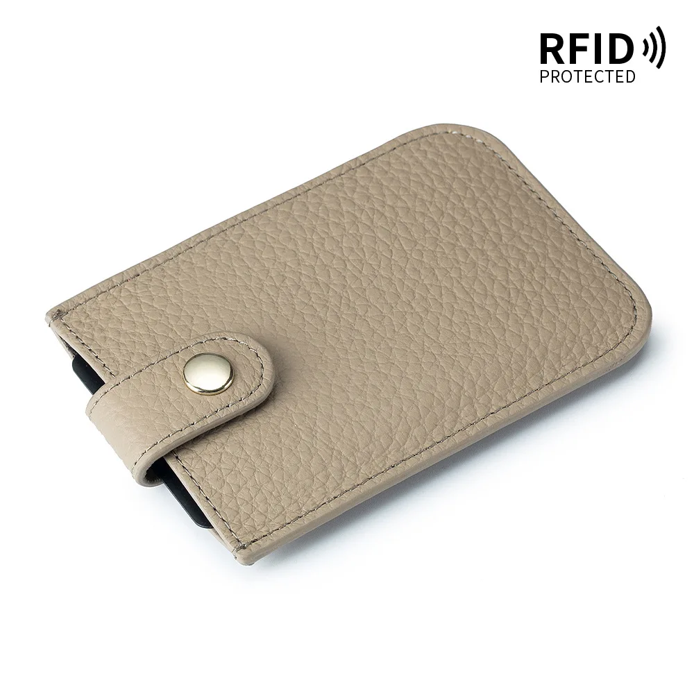 (cinza Elefante) Porta-cartões 100% Em Couro Genuíno, Carteira Elegante E De Alta Qualidade.