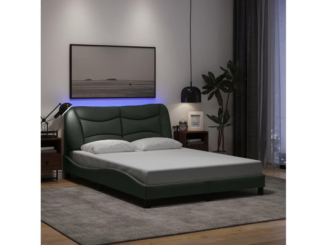 Vidaxl Estrutura De Cama Com Led Sem Colchão Hvar 140x200 Cm Tecido