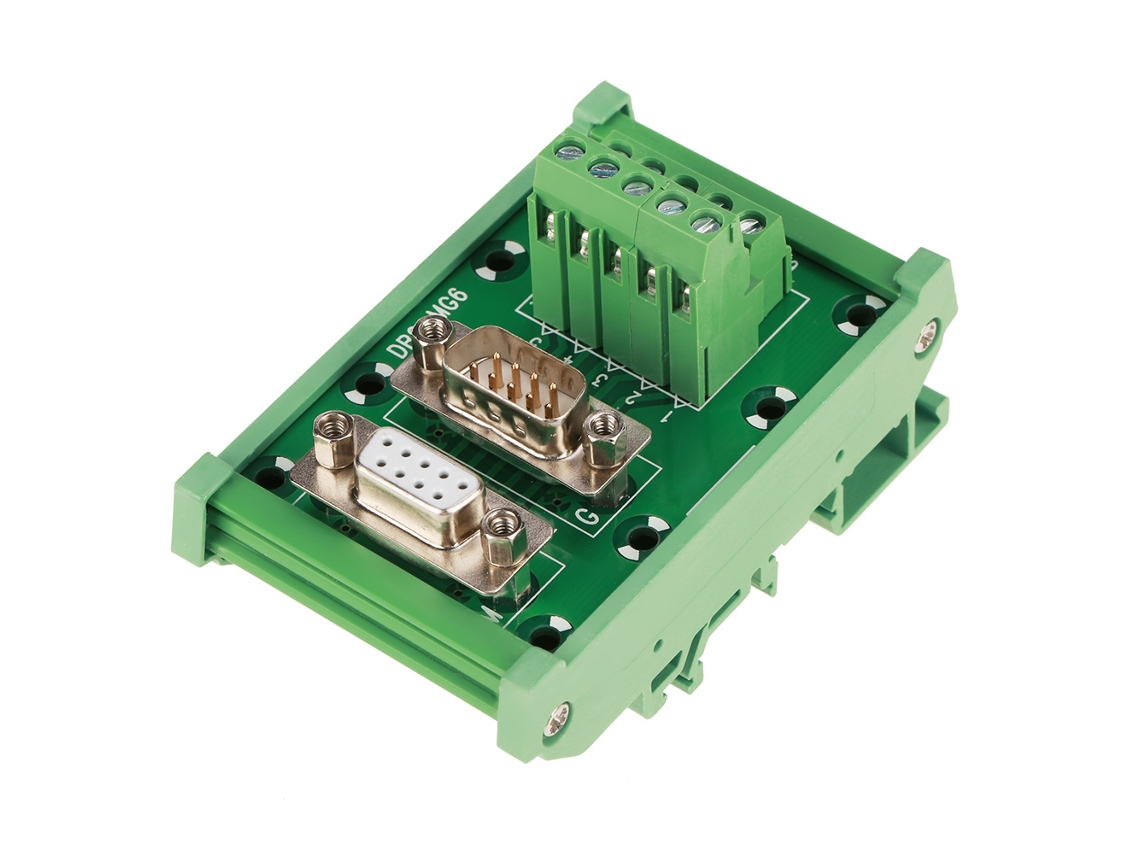 Módulo de interface DB9 para rail DIN com conector macho/fêmea, placa de desconexão