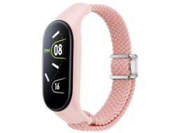 Capa Para Xiaomi Mi Band 7/6/5/4/3 - Fivela Magnética - Laço Trançado Integrado Rosa Areia
