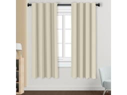 Cortinas Blackout Sólidas Para Quarto Com Isolamento Térmico E Ilhós Superiores, 108 X 137 Cm, Bege