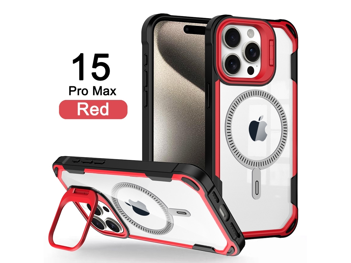 Zsanfs Capa Para Iphone 15 Pro Max, Compatível Com Magsafe, Cor Vermelho