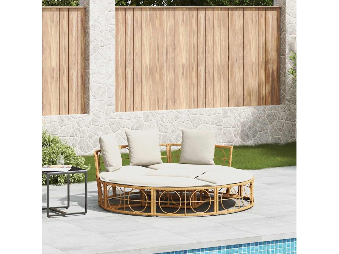 Vidaxl Cama Lounge De Exterior Sem Toldo Vime Pe
