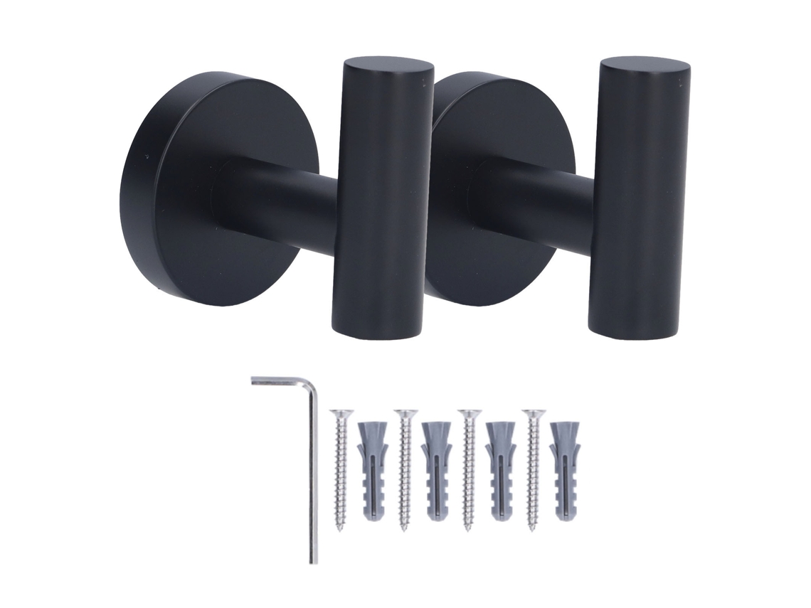 Ganchos de Toalha Preto Parede 2pcs Duráveis Banheiro