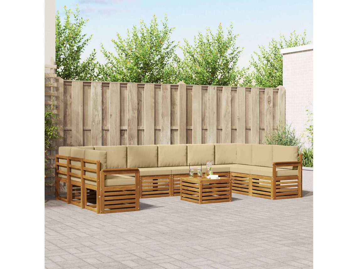 Vidaxl Conjunto De Sofás Para Exterior 11 Pcs Natural E Bege
