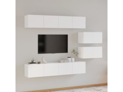 Vidaxl Conjunto Móveis De Tv 6 Pcs Madeira Processada Branco