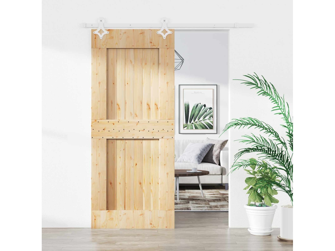 Vidaxl Porta Deslizante 80 X 210 Cm Natural E Branco