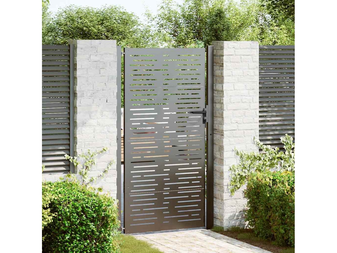 Vidaxl Portão De Jardim Preto 110 X 205 Cm Aço Revestido A Pó