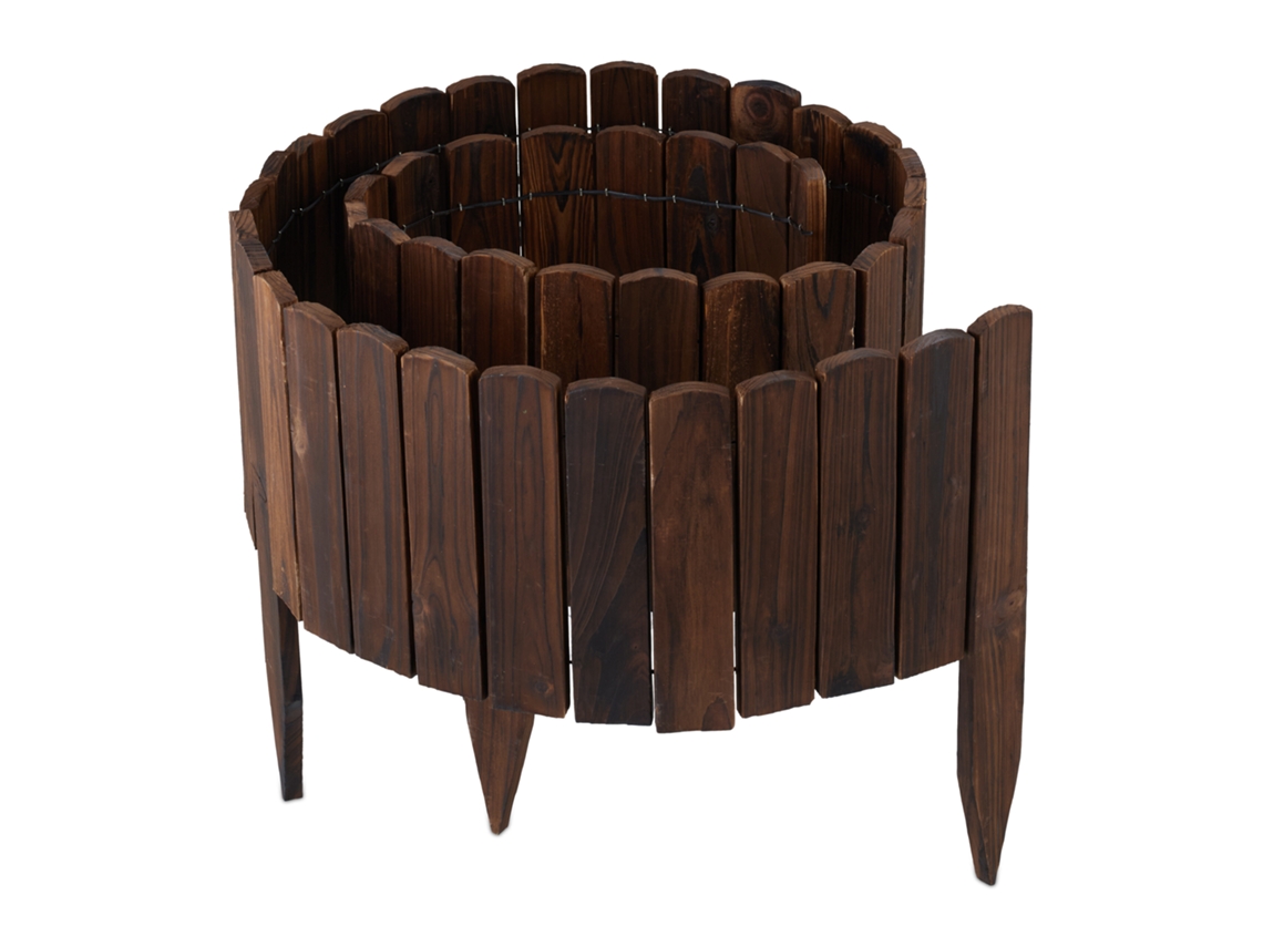 Relaxdays Canteiro Decorativo, 200 Cm, Flexível, Altura: 20 Cm, Encaixar, Madeira, Cerca De Relva, Castanho Escuro