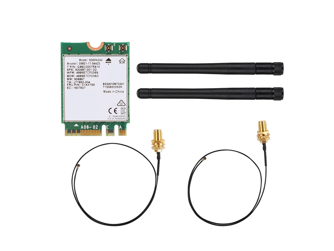 Placa De Rede (antena 2db 1.73gbps) Intel 9260 + Placa De Rede Com Antena 2db
