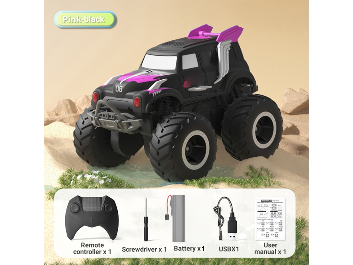Carro De Controle Remoto Stunt Anfíbio 4wd 2.4ghz, Veículo Off-road Para Terreno E Água, Presente Para Crianças Meninos Meninas, Rosa