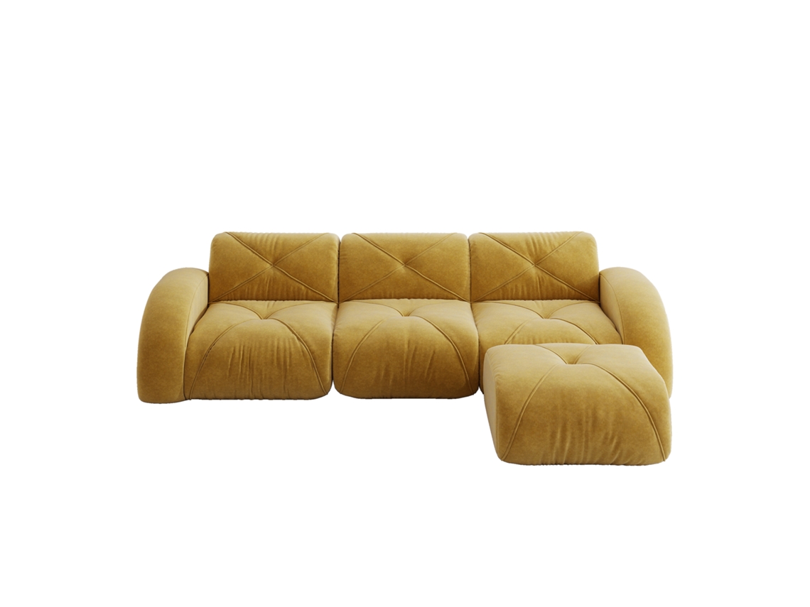 Sofá Modular em L, Sofá de Três Lugares Amarelo, Ideal para Sala, Antiderrapante, Sem Montagem, com Apoio para os Pés. ORBITRA COMMERCE