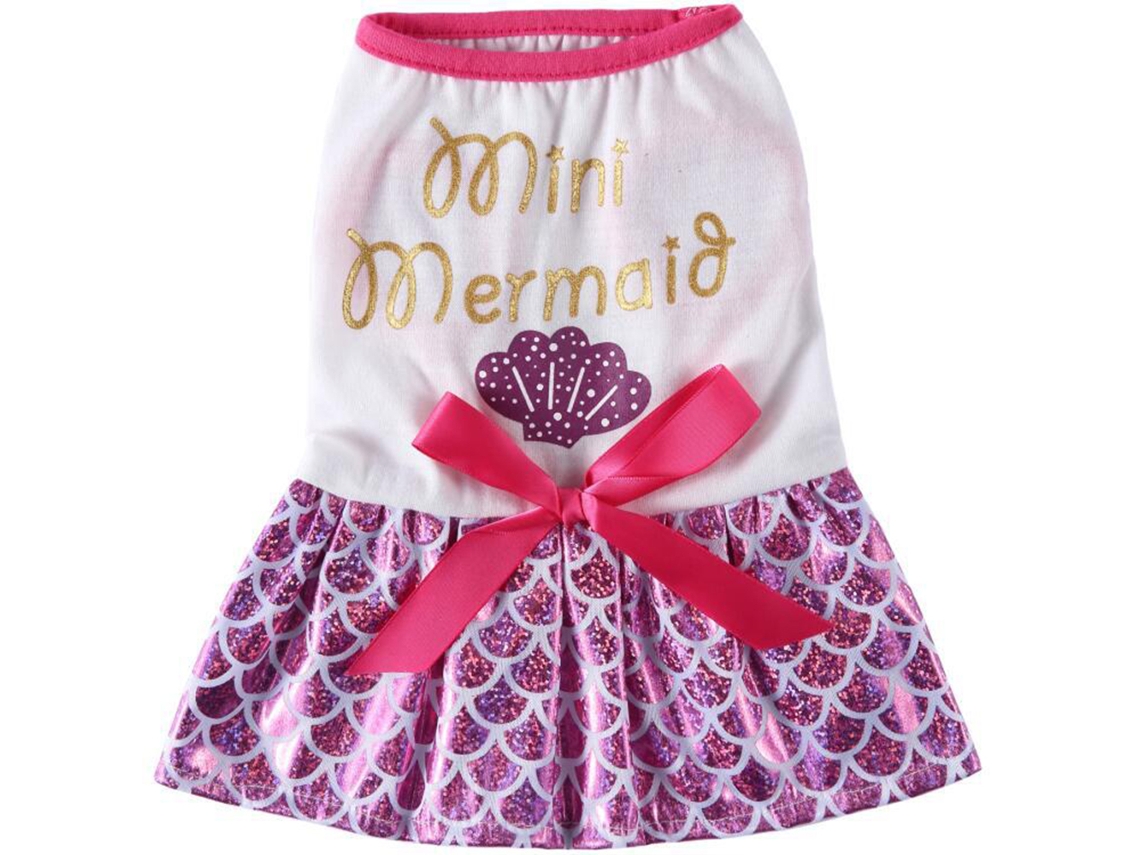 Doce Cachorrinho Cachorro Princesa Vestidos Vestido de Saia Sereia para Cachorro Gato Halloween-S