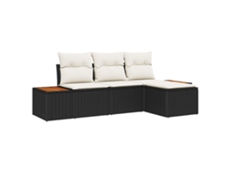Maison Exclusive - Conjunto De Sofá De Jardim Com Almofada 4 Pcs Preto Vime Pe