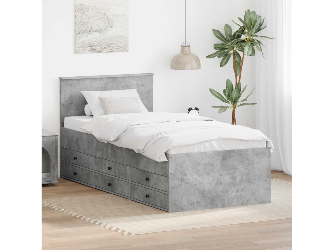 Vidaxl Sofá-camas Com Gaveta Cinza Concreto E Preto 100 X 200 Cm